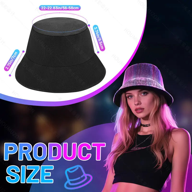 CARVEDREAM LED Fisherman's Hat, 7-Color Glowing, One-Size, Festival Party & Music Event Accessory, Birthday Hat