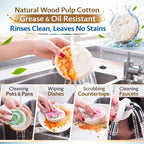Floral Cellulose Scrubber Pads — Eco-Friendly Wood Pulp Sponge, Scratch-Free, High-Absorbency for Kitchen & Bathroom