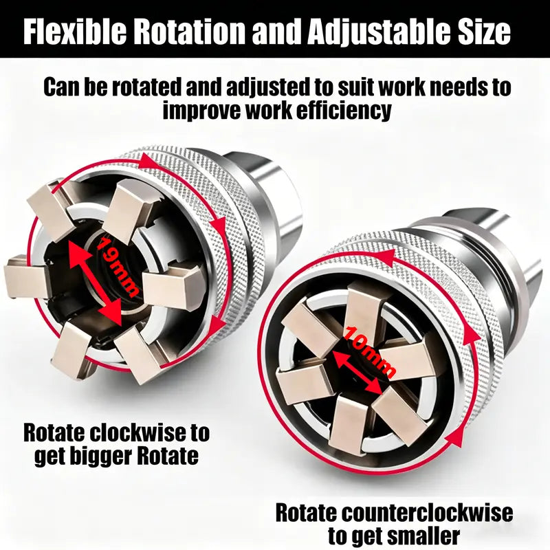 Multi-Function Universal Socket Wrench – Adjustable 10–19mm for Ratchet & Power Drill
