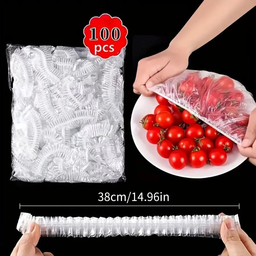 500Pcs Value Pack Disposable Food Covers, Elastic Plastic Bowl Covers, Stretchable Food Wrap for Bowls, Plates, Dishes, BPA Free, Food Grade for Home, Restaurant & Catering