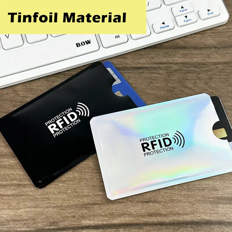 8-Count RFID Blocking Sleeves Set – Anti-Demagnetization & Anti-Skimming, Tinfoil Material, Slim & Lightweight | Protects Credit Cards, Debit Cards & ID Cards
