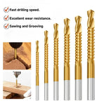 6-piece titanium HSS drill bit set - fast drilling, excellent wear resistance, sawing and grooving