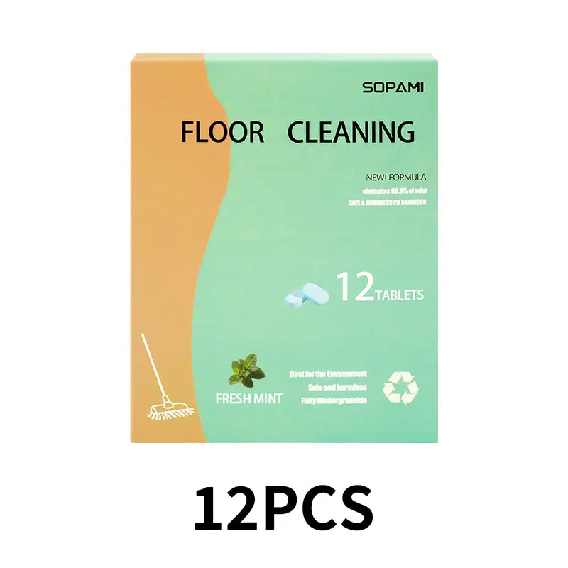 SOPAMI Floor Cleaning Tablets — Eco-Safe, No Residue, Lemon & Mint | 12/24 Pack