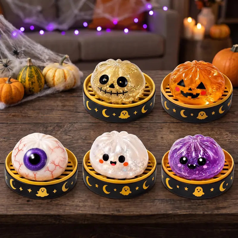 Halloween Squishy Toy Set – Slow Rising Stress Relief Fidget Toys with Steamer Bases