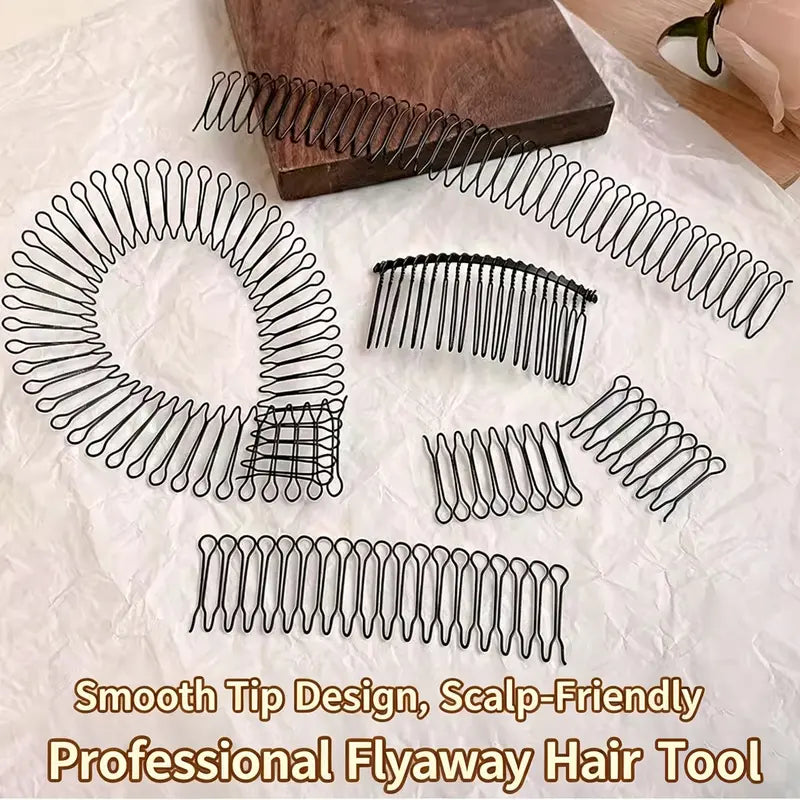 U Shape Hair Finishing Fixer Comb Set (3 Pieces) – Stretchable Flyaway Hair Pins with Wavy Spring Design