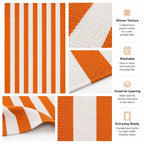Halloween Orange and White Striped Outdoor Layering Rug
