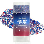 4th of July Glitter Stick – Star Series Red White & Blue, Face Hair Body & Nails | Non-Toxic Waterproof Sweatproof, Twist-Up Easy Apply & Wash Off