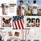 Patriotic Baseball Jersey — 250th Anniversary 1776-2026 Distressed American Flag Eagle Graphic