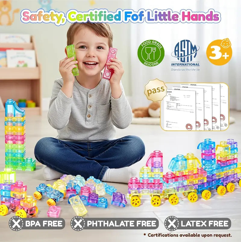 JOYSPOT Jelly Blocks, Squishy Multi-color Stacking Building Blocks Toy, Non-toxic Sensory Play Back to School, Safe Squeezable & Stretchable Stress-Relief, Jelly Blocks for Kids Early Learning Preschool STEM ADHD-Relief Creative Construction Bath Toy