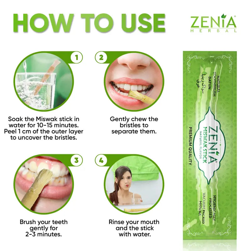 Zenia Miswak Stick – Natural Toothbrush (Datun/Sewak) | 100% Pure, Chemical-Free Oral Care