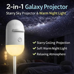Galaxy projector showing 360° adjustable direction with moon projection on living room wall