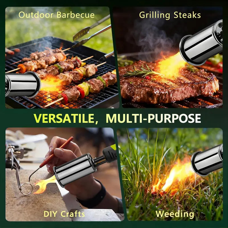 Propane Torch — One-Touch Max Fire, Safety Lock, Adjustable Flame | BBQ, Searing, Fireplace