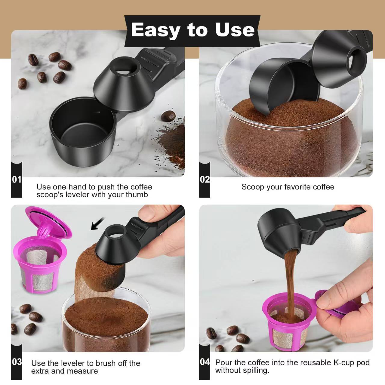Protein Powder Funnel with Sliding Scoop & Container – BPA-Free Portable Gym Supplement Funnel