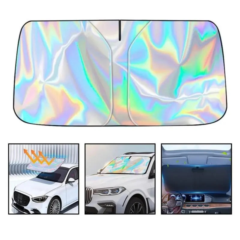 Holographic Car Windshield Sunshade – Foldable 99% UV Block, Triple-Layer Heat Shield | Universal Fit Sedan SUV Truck