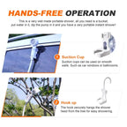 Hands-free operation with suction cup and hook mount