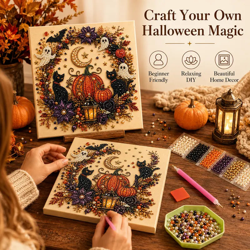 Halloween 5D Diamond Painting Kit – DIY Pearl Bead Art for Adults & Teens