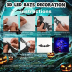 BougeRVBat Light Design 12pcs/24pcs Set Spooky Ornaments for Home Party Festival Halloween Easy Install Wall Stickers Smooth Application - Decorative