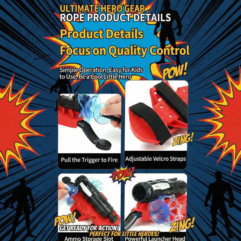 Spider-Hero Wrist Launcher Toy Set — Suction Cup Dart Shooter Glove for Kids Ages 4+