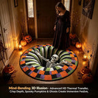 Halloween 3D Skeleton Vortex Quilted Illusion Round Rug