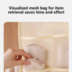 Bra and Underwear Closet Hanging Organizer with 12+18 Pockets Beige Dual Sided Wall Shelf Wardrobe Storage Bags for Bra Socks Underwear Underpants Lightweight & Durable Mesh Pockets