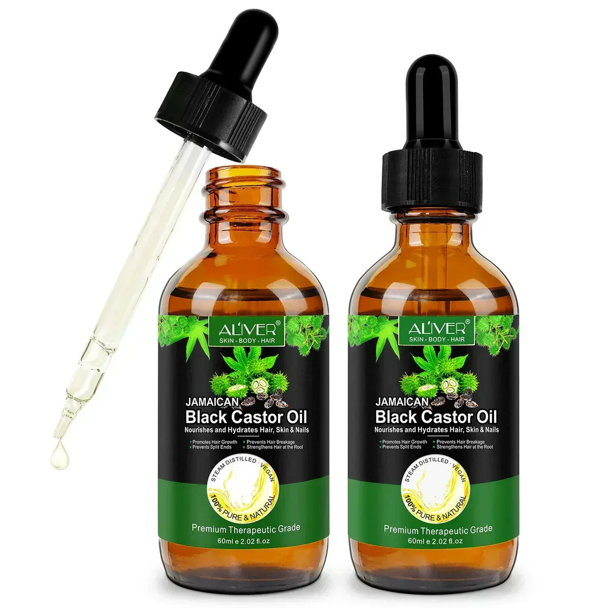 Aliver 100% Pure & Natural Jamaican Black Castor Oil Promotes hair growth，Prevent hair damage