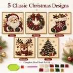 Christmas Themed Pearl Art DIY Kit – Santa & Wreath Mosaic Wall Art