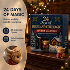 24-Day Highland Cow Advent Calendar – Christmas Countdown Gift Box with Collectible Festive Holiday Home Decor Toy Set