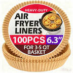 Air Fryer Parchment Paper Liners – Heavy-Duty Non-Stick, Oil-Resistant, Compostable, Fits 5–8 QT Round Baskets