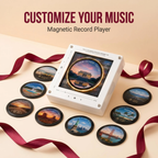 Magnetic Vinyl Speaker Fridge Magnet with 9 Swappable Discs - Retro Acrylic Record Player, Home Decor Gift
