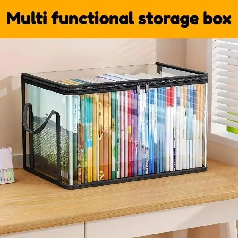 Large Clear Plastic Storage Box with Zipper Lid – Heavy-Duty Organizer for Home, Camping & Moving.