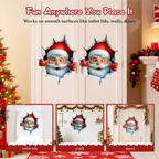 Christmas Decorative 2-Piece Santa Face Vinyl Sticker Set - Smooth 3D Illusion Shape, Peel-Off, Easy Peel-and-Stick Removable Wall Decals (11.4×9.8 Inches)