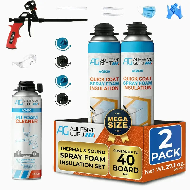 ADHESIVE GURU AG930S Self-Expanding Closed Cell Polyurethane Spray Foam Set