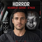 Halloween Car Decor Set! 2-Pack Breathable Ghost Face Headrest Covers, Upgrade Comfort Dust Cover, Immersive Horror Atmosphere Car Accessories Interior