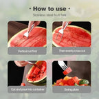 2-in-1 Stainless Steel Watermelon Fork Slicer Cutter – Cut, Cube & Eat in One Tool | 2pcs Set | Portable for Camping, Picnics & Home Use