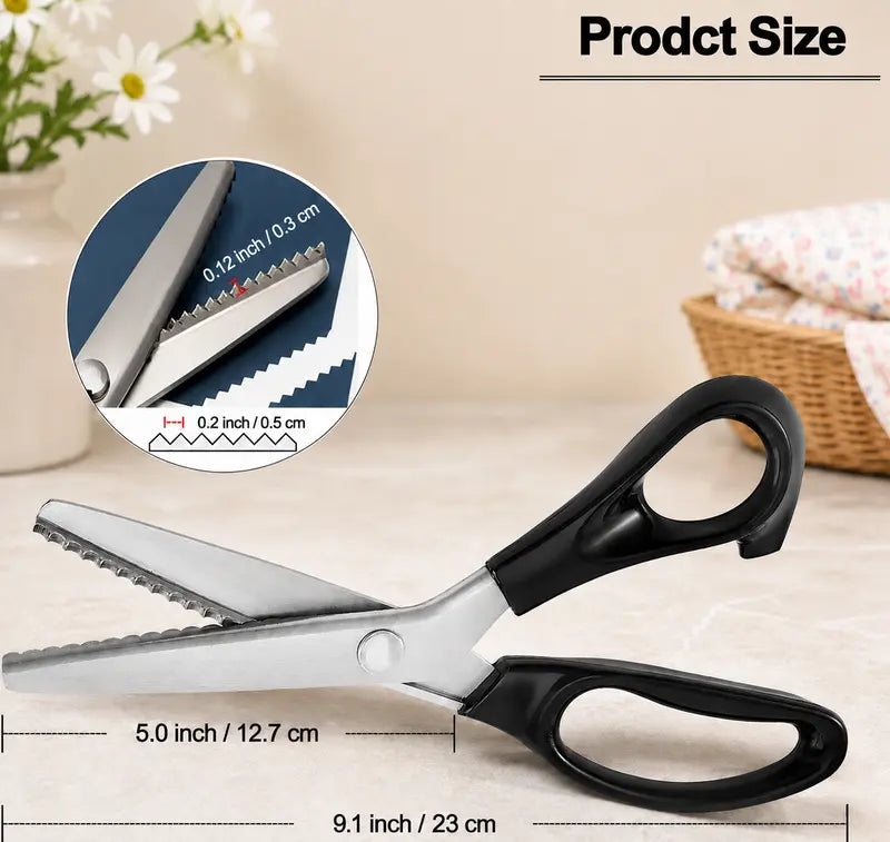 Stainless Steel Zig Zag Pinking Shears with Serrated Teeth – Sharp Sewing Tool for DIY Crafts & Dressmaking