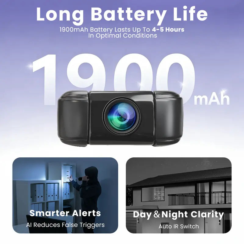 FlyCloud 7 Body Camera – 1080P HD, Night Vision, Wi-Fi, AI Motion Detection, Free 16GB TF Card