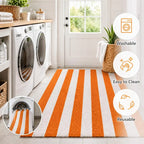 Halloween Orange and White Striped Outdoor Layering Rug