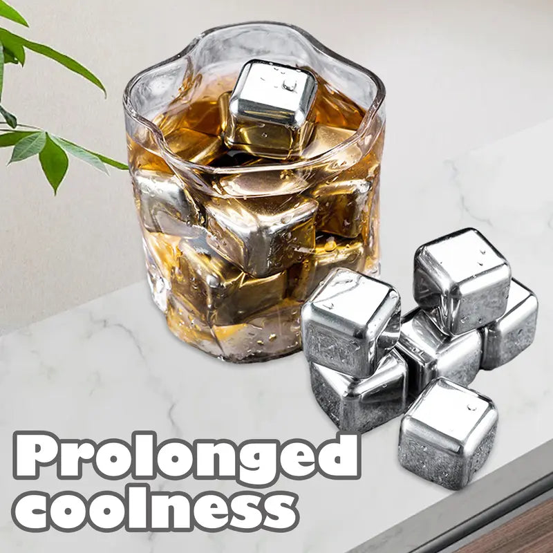 8 Counts Reusable Stainless Steel Ice Cubes with Tongs
