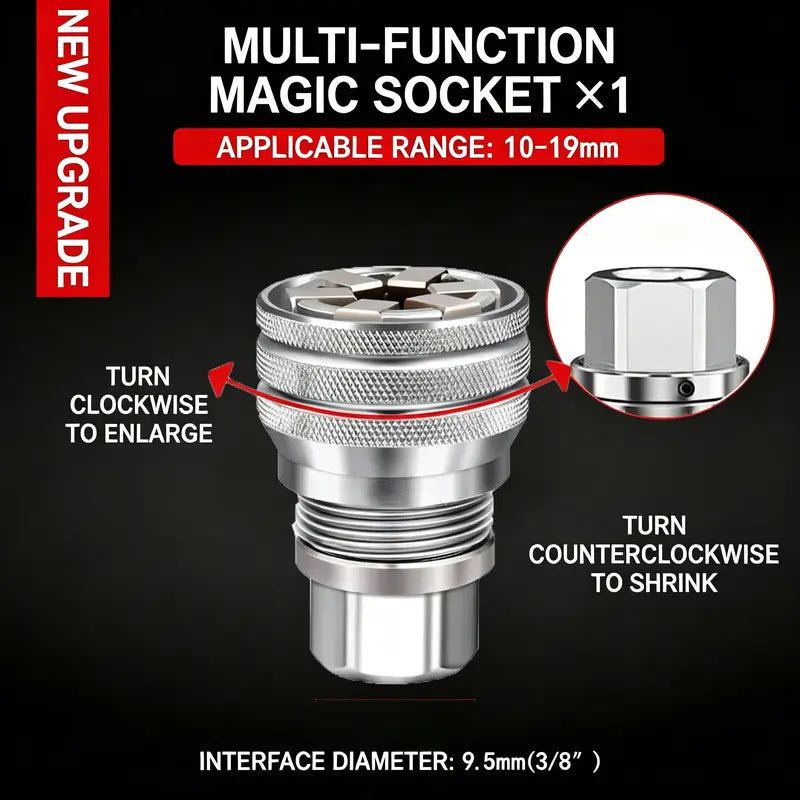 Multi-Function Universal Socket Wrench – Adjustable 10–19mm for Ratchet & Power Drill