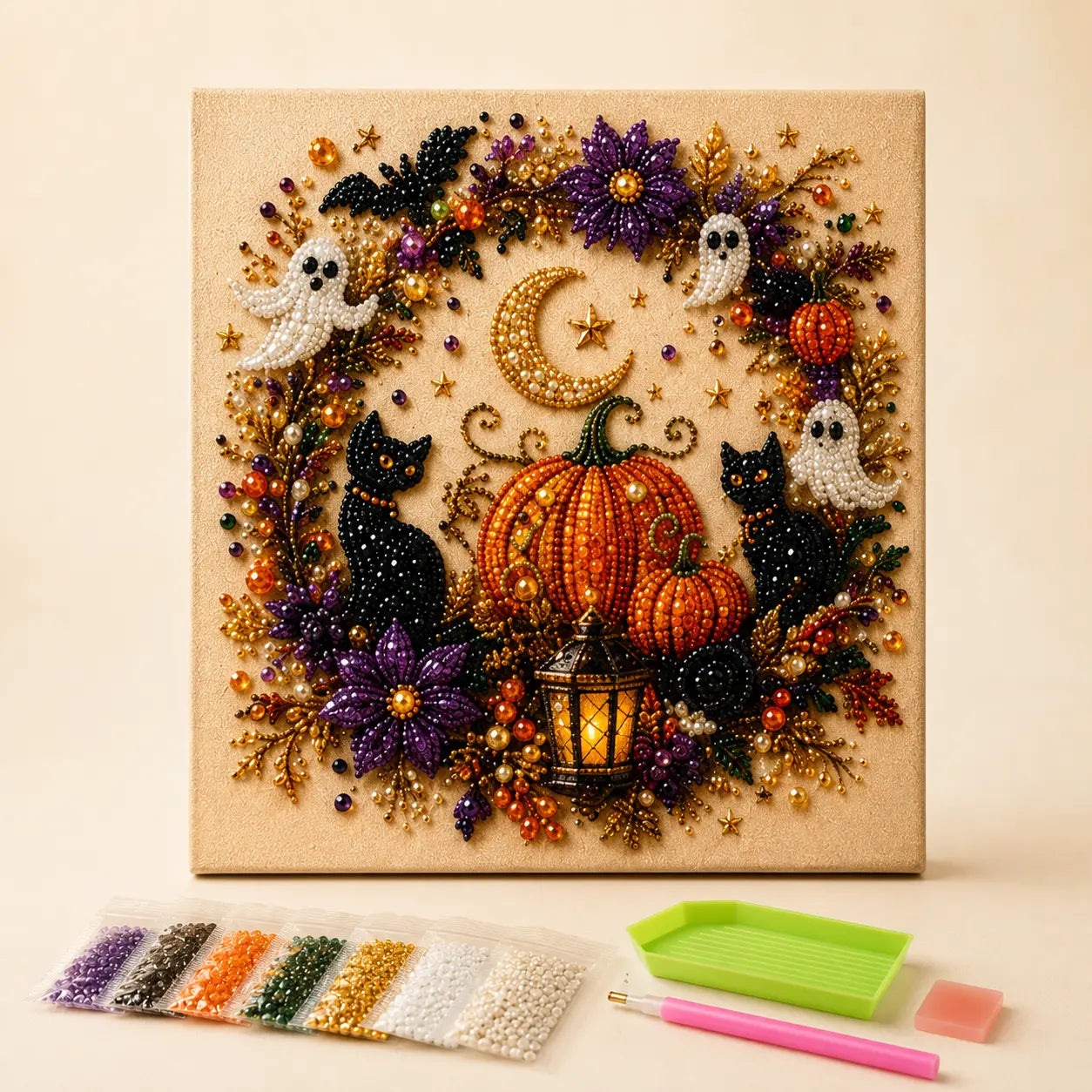 Halloween 5D Diamond Painting Kit – DIY Pearl Bead Art for Adults & Teens