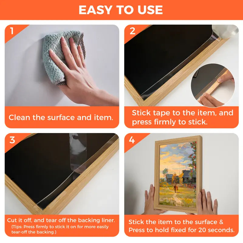 Heavy-Duty Clear Nano Double-Sided Mounting Tape – Washable, Removable & Residue-Free Wall Tape for Pictures, Hooks & More