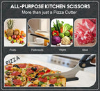 Pizza Scissors with Non Stick Slice Server - 4 in 1 Kitchen Scissors (Black Spatula)