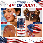 4th of July Glitter Stick – Star Series Red White & Blue, Face Hair Body & Nails | Non-Toxic Waterproof Sweatproof, Twist-Up Easy Apply & Wash Off
