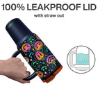 Halloween Glow in the Dark Tumbler with Handle & Straw – Pumpkin Pattern Insulated Travel Mug for Coffee, Water & Cold Drinks