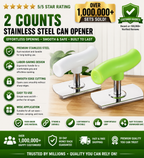 Stainless Steel Jar Opener 2-Pack – Adjustable, Smooth Edge, Ergonomic Grip | Mason Jars, Sauce Cans, All Sizes (White + Green)
