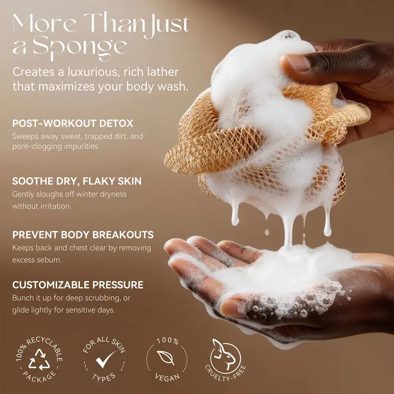 African Exfoliating Net Sponge – 2 Pack | Hygienic, Quick-Drying Bath Sponge
