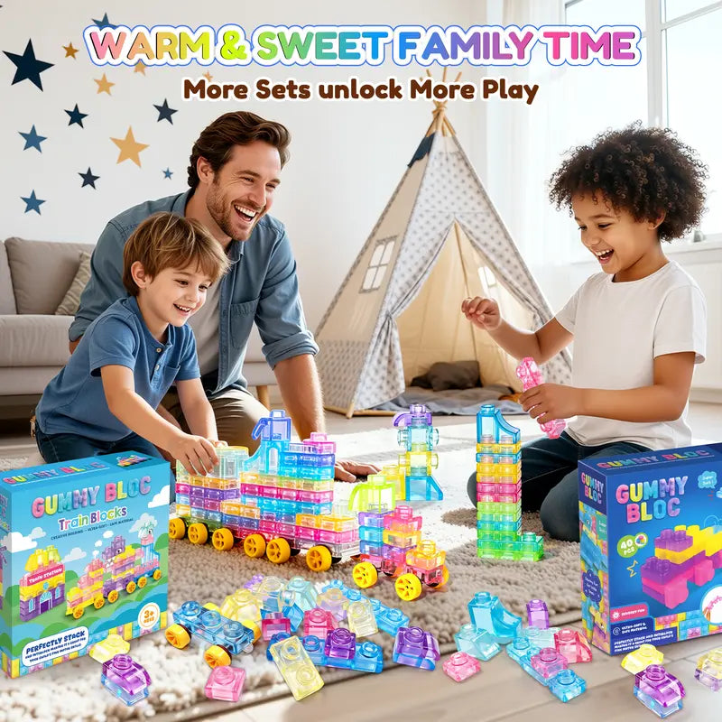 JOYSPOT Jelly Blocks, Squishy Multi-color Stacking Building Blocks Toy, Non-toxic Sensory Play Back to School, Safe Squeezable & Stretchable Stress-Relief, Jelly Blocks for Kids Early Learning Preschool STEM ADHD-Relief Creative Construction Bath Toy