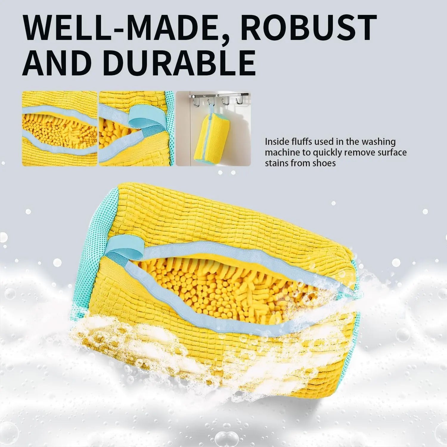 Washing Machine Shoe Cleaning Bag—Protects footwear during the wash cycle.