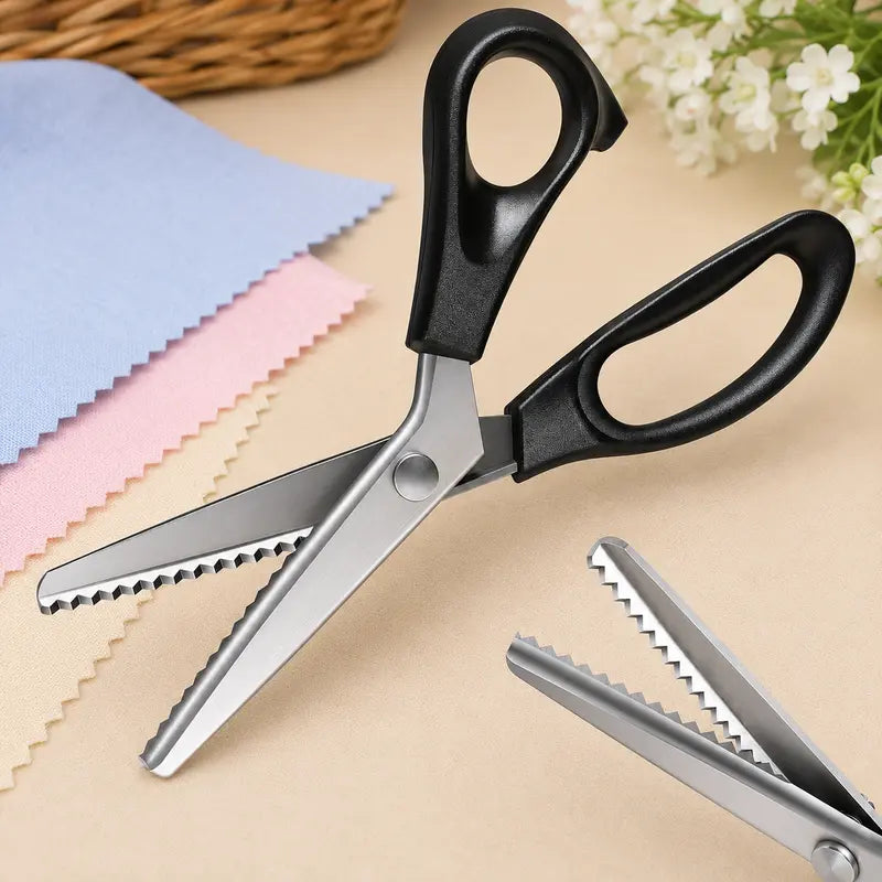 Stainless Steel Zig Zag Pinking Shears with Serrated Teeth – Sharp Sewing Tool for DIY Crafts & Dressmaking