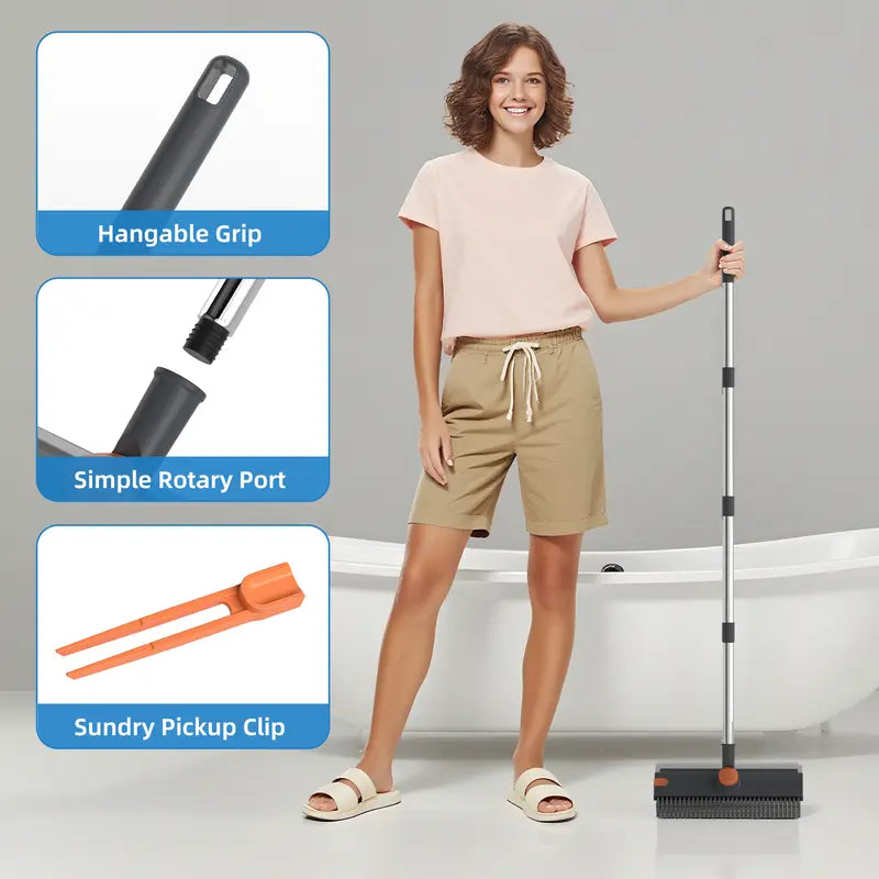 GLUMZRK 3-in-1 Floor Scrub Brush with Long Adjustable Handle